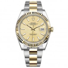 Clean Factory Rolex Datejust 41MM 126333-0021 Rolesor Yellow - Fluted / Oyster/ Champagne - Fluted / BEST Quality 