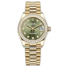 GS Factory Rolex Datejust 31MM LADIES 278288RBR-0007 Yellow Gold Green Dial